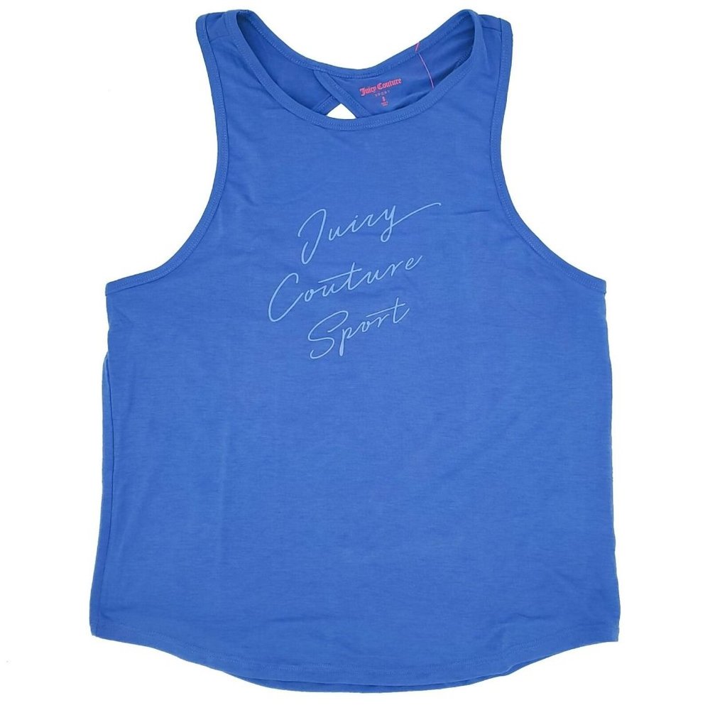 Juicy Couture Sport Women's Relaxed Fit Keyhole Twist Tank Baja Blue Small